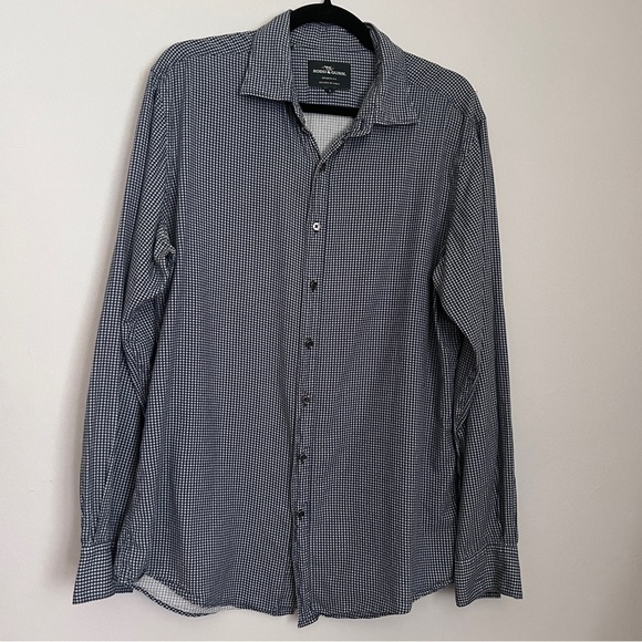 Rodd & Gunn Long Sleeve Button Up Shirt Mens L Sport Fit Blue Geometric EUC - Picture 1 of 7